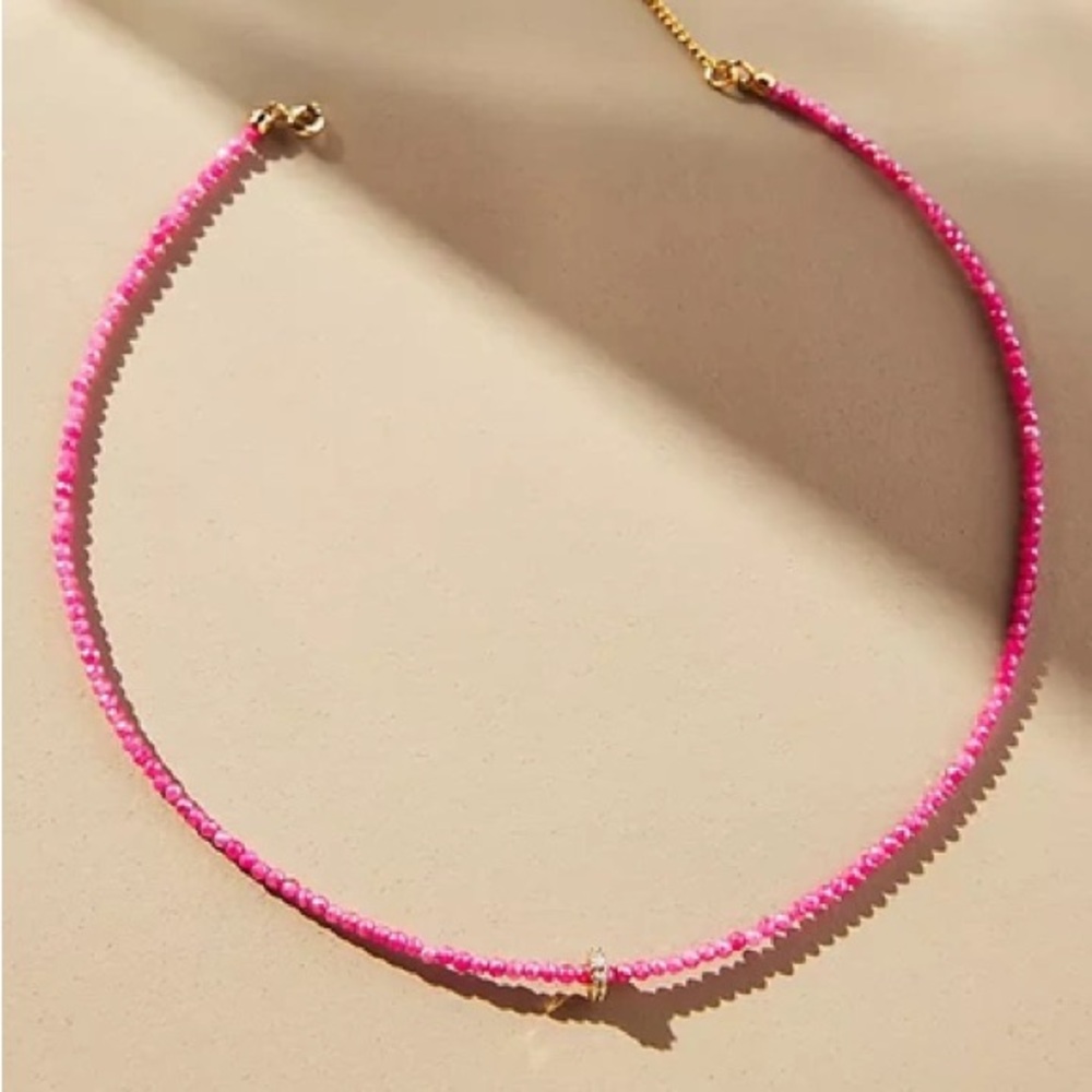 Anthropologie pink stone choker